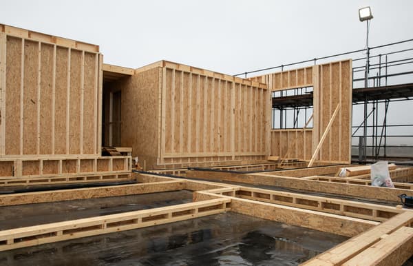 Architectural project - architecture in progress, OSB, home build, natural materials, wood, timber, scaffolding, timber frame, natural tones, modular design, sustainable construction, construction phase, construction site, work in progress, under construction, daylight, plywood, construction process, construction materials, construction industry, building site, structural design, light wood, engineered wood, eco friendly, eco building, minimalist structure, industrial site, exposed wood, circular construction, low carbon, wood frame, open plan, prefabrication, structural framework, building project