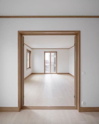 Architectural project - airy interior, open door, stylish simplicity, indoor space, wood, timber, natural light, sustainable design, contemporary style, neutral tones, functional space, beige, light wood, simple design, modern simplicity, neutral palette, serene space, light tones, clean lines, white walls, white, eco friendly home, cozy vibe, inviting home, Nordic style, open layout, residential design, timber flooring, Scandinavian design, bright interior, calm atmosphere, home interior, interior architecture, minimalist interior, bright room, uncluttered space