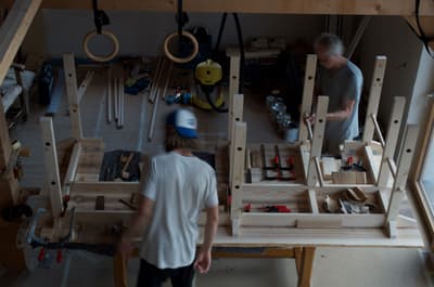 Architectural project - workshop, workbench, woodworking tools, workshop vibe, timber materials, woodworking, workshop interior, wood assembly, natural light, construction site, work in progress, carpentry, light wood, natural wood, timber construction, building process, creative space, wood structure, raw timber, timber architecture, unfinished wood, timber workshop, artisan craft