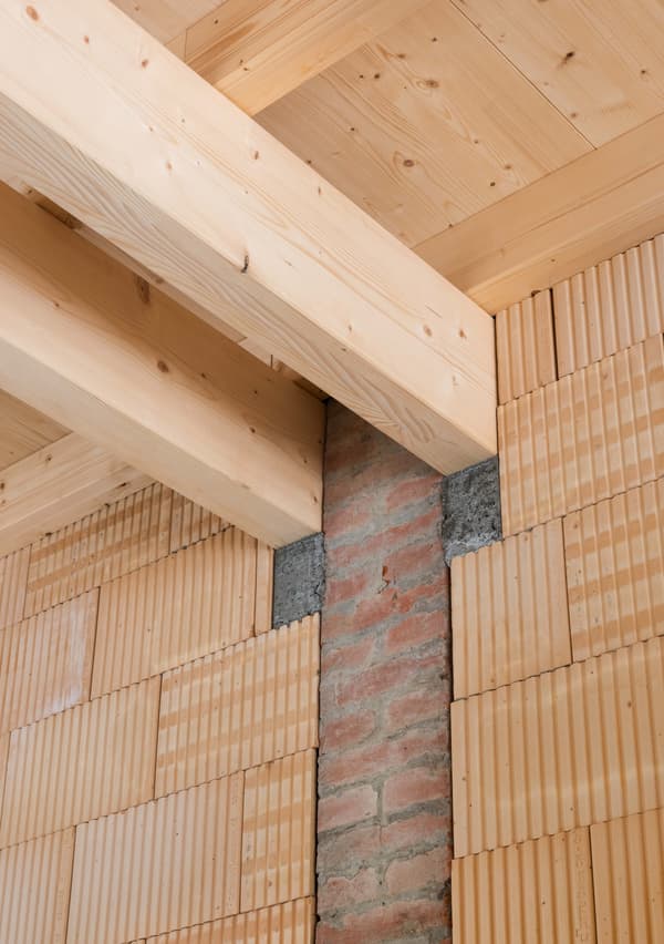 Architectural project - brick wall, brickwork, clay brick, timber texture, interior detail, cozy interior, warm interior, natural materials, architectural detail, wood, timber, raw materials, natural light, rustic touch, warm tones, modular design, sustainable construction, exposed structure, exposed beams, daylight, beige, concrete, natural wood, timber construction, rustic vibe, honey wood, wood beams, timber beams, rustic modern, light brown, minimalist design, wood construction, eco construction, structural detail, construction detail, modern rustic, cozy vibe, beige tones, timber ceiling, open plan, wood texture, earthy tones, clay, brick, earthy textures, wood ceiling, wood paneling, timber paneling, tactile surfaces, natural finishes, brick texture