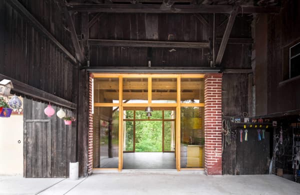 Architectural project - loft style, exposed brick, modern barn, contemporary barn, barn renovation, barn conversion, reclaimed wood, seamless blend, natural materials, wood, timber, timber frame, natural light, sustainable design, glass, neutral tones, exposed beams, daylight, beige, brown, industrial style, multifunctional space, eco friendly, wooden beams, rustic modern, rustic charm, relaxed atmosphere, industrial chic, indoor outdoor, timber cladding, cozy vibe, countryside home, wood frame, open plan, warm atmosphere, brick, brick facade, garden view, rustic barn, heritage architecture, nature integration, green design, rustic aesthetic, wooden structure, country living, eco renovation, glass facade, rural retreat, mixed materials