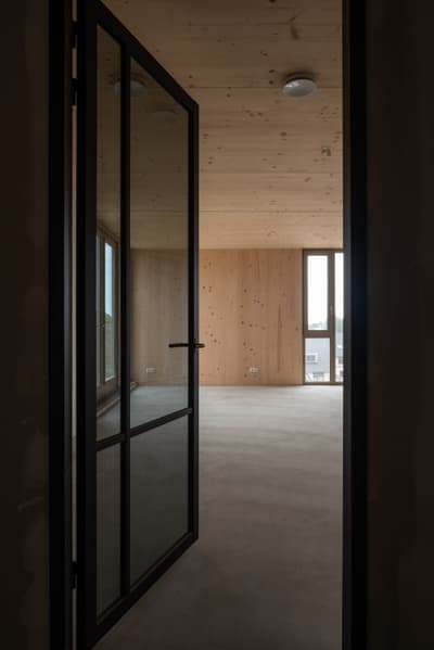 Architectural project - minimalist room, cozy interior, natural materials, wood, timber, raw materials, steel, natural light, sustainable design, glass, warm tones, eco design, neutral tones, functional space, daylight, plywood, beige, light wood, simple design, serene atmosphere, Scandinavian style, passive house, contemporary home, clean lines, Nordic design, eco friendly home, timber ceiling, open plan, residential design, warm vibe, residential space, bright interior, modern home, glass door, timber wall, wood paneling, modern interior, wood interior