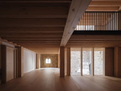 Architectural project - farmhouse modern, historic vibe, medieval touch, cozy interior, warm interior, indoor space, wood, timber, natural light, sustainable design, reclaimed materials, warm tones, neutral tones, exposed beams, daylight, beige, brown, light wood, eco friendly, honey wood, wood beams, timber beams, natural textures, timber floor, wooden floor, circular design, natural palette, modern rustic, passive house, inviting home, textured wall, stone, timber ceiling, rustic style, open layout, open plan, living area, earthy tones, rustic design, brick, stone wall, cozy atmosphere, residential space, family home, wood ceiling, renovation, structural rhythm, remodel