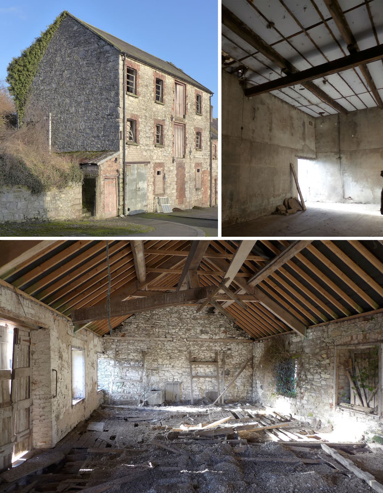 Architectural project - stone facade, DIY project, metal frames, exposed stone, stone walls, barn conversion, countryside style, sustainable potential, historic preservation, vintage charm, stone building, historical architecture, renovation project, barn house, raw materials, natural light, grey, neutral tones, exposed beams, industrial vibe, beige, brown, rural architecture, rustic vibe, timber beams, weathered wood, adaptive reuse, unfinished interior, light filled, indoor outdoor, open interior, wooden roof, rural setting, heritage building, textured walls, grey stone, barn style, countryside retreat, spacious interior, rustic exterior, wooden structure, industrial space, vaulted ceiling