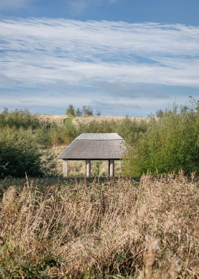 Architectural project - field setting, secluded spot, subtle design, rustic feel, integration with nature, harmonious blend, natural harmony, vernacular style, pastoral setting, open shelter, natural materials, eco-friendly design, passive design, natural tones, green building, simple structure, green, landscape architecture, beige, outdoor structure, rural architecture, traditional building, serene atmosphere, minimalist design, sustainable structure, eco-friendly materials, sustainable building, natural landscape, earthy tones, quiet retreat, environmentally friendly, rural setting, nature integration, earthy palette, countryside retreat, low impact