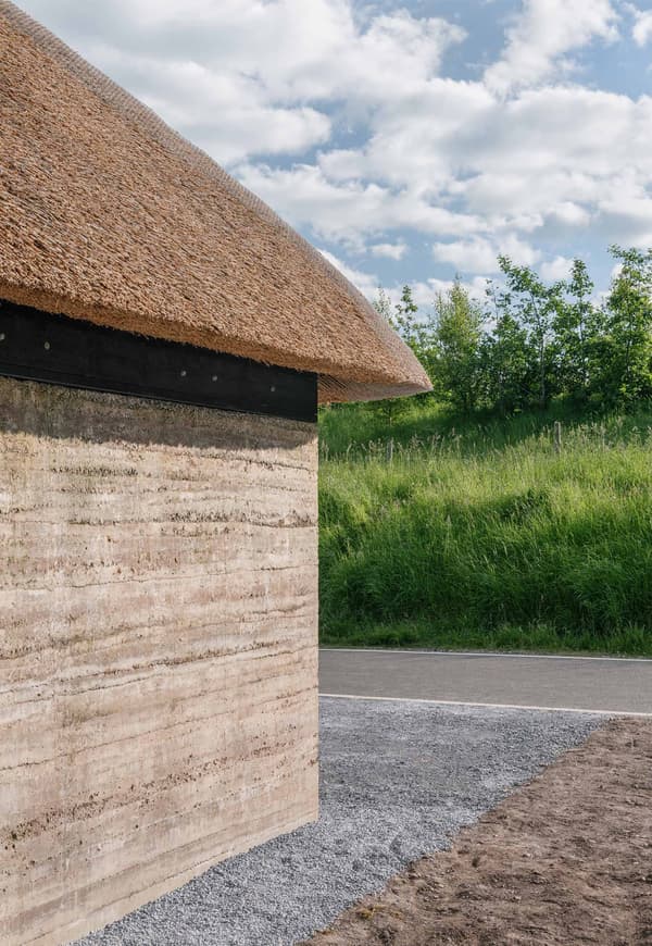 Architectural project - rural landscape, harmonious living, integration with nature, vernacular style, traditional technique, local materials, natural materials, passive design, natural tones, eco design, sustainable architecture, eco friendly, natural setting, rustic vibe, rustic modern, vernacular architecture, organic design, minimalist design, sustainable building, rammed earth wall, earthy texture, earth tones, modern rustic, biophilic design, rural home, energy efficient, earthy tones, environmental design, serene setting, cozy exterior, countryside living, earthy facade, countryside house, seamless integration, simple architecture, natural insulation, green roof, landscape harmony, low impact design, rural retreat